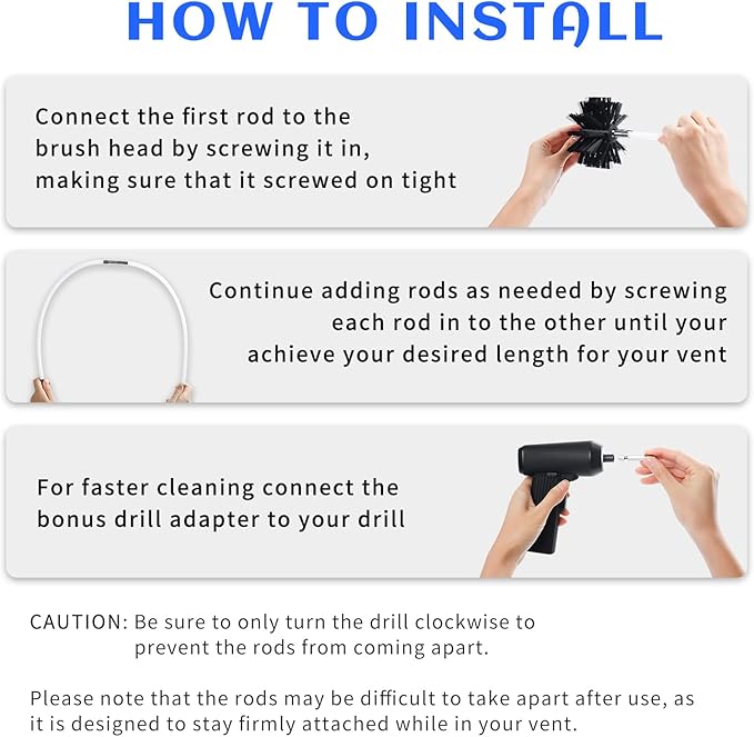 HOKLNUSE Dryer Vent Cleaner Kit Chimney Sweep Cleaning Tools Pellet Stove Cleaner Kit Air Dryer Duct Fireplace Brushes for Easy Lint Cleaning with 4" and 6" Brush Heads (Heavy Duty, 25Feet)