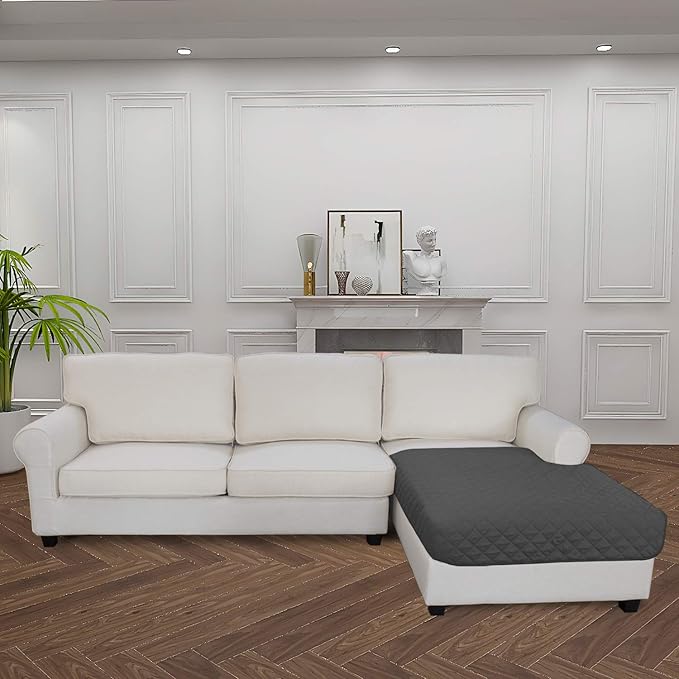 Easy-Going Sectional Couch Covers for Dogs L Shape Sofa Cover Reversible Sofa Slipcover Chaise Lounge Cover Furniture Protector Cover for Pets Dog Cat (42 x 68 inches, Dark Gray/Dark Gray)
