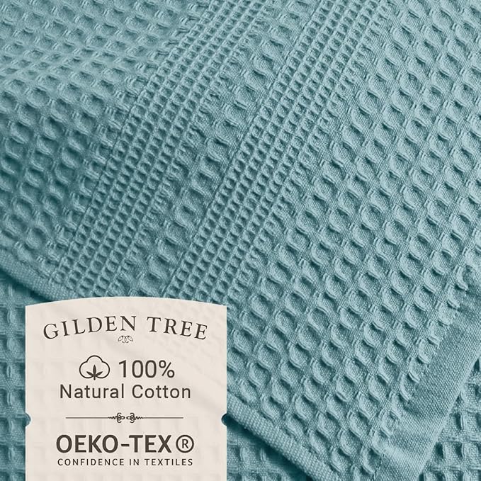 GILDEN TREE Waffle Towel Set Quick Dry Thin | 2 Bath Towels | 2 Hand Towels | 2 Washcloths, Classic Style (Seafoam)