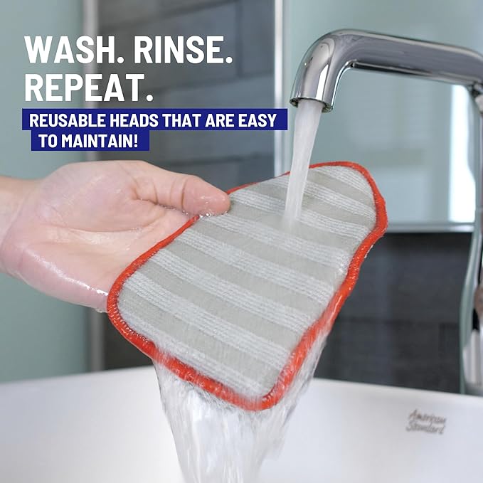 Replacement Microfiber Pad for Moku Home Extendable Tub Tile Shower Scrubber for Cleaning Non-Scratch (2X Microfiber Pad Red)