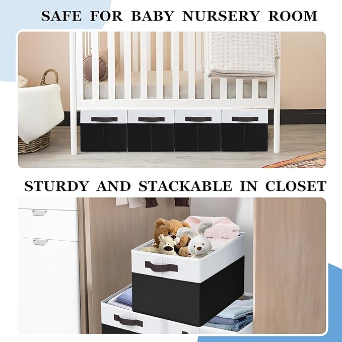 Criusia 6 Pack Closet Organizers and Storage Bins, Cute Dorm Room Essentials for Clothes Beddings Bags, Under Bed Storage Containers, Apartment Essentials Baskets for Organizing (14L*10W*9.5H)
