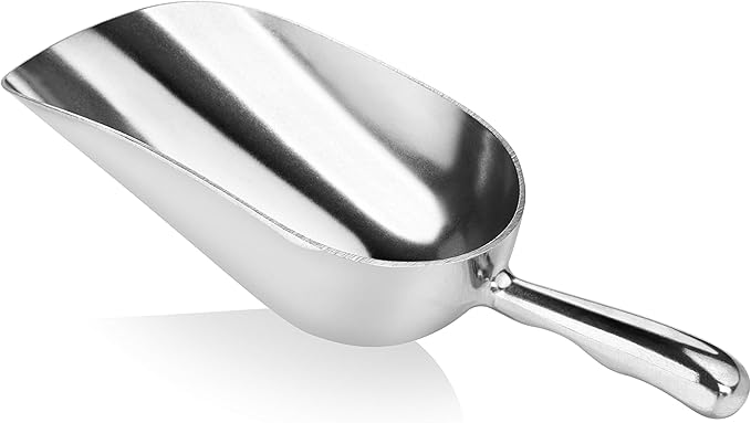 New Star Foodservice 34523 One-Piece Cast Aluminum Round Bottom Bar Ice Flour Utility Scoop, 12-Ounce, Silver (Hand Wash Only)