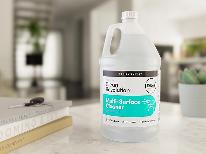 Clean Revolution Multi Surface Cleaner Refill Supply, Non-Toxic, Eco-Friendly & Plant-Based, Ready to Use, Spring Air, 128 Fl Oz (1 Gallon)