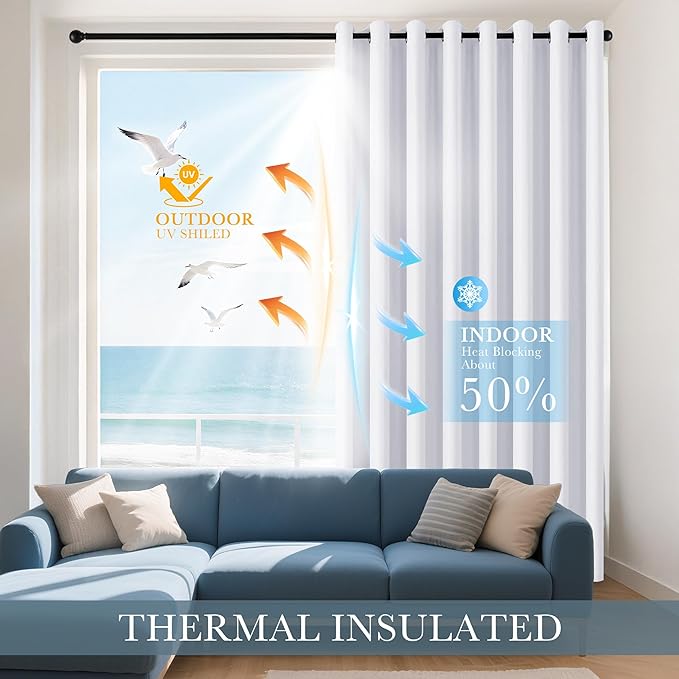 PONY DANCE White Window Curtains - Thermal Insulated Light Block Home Decor Room Darkening Curtain Panels Noise Reducing for Bedroom, 42 by 72 Inches, Pure White, Set of 2
