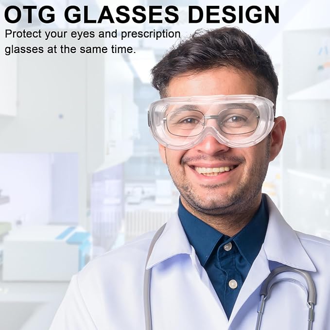 OXG 6 Pack Protective Safety Goggles Anti-Fog, Adjustable Chemical Splash Eye Protection Science Lab Goggles for Women Men