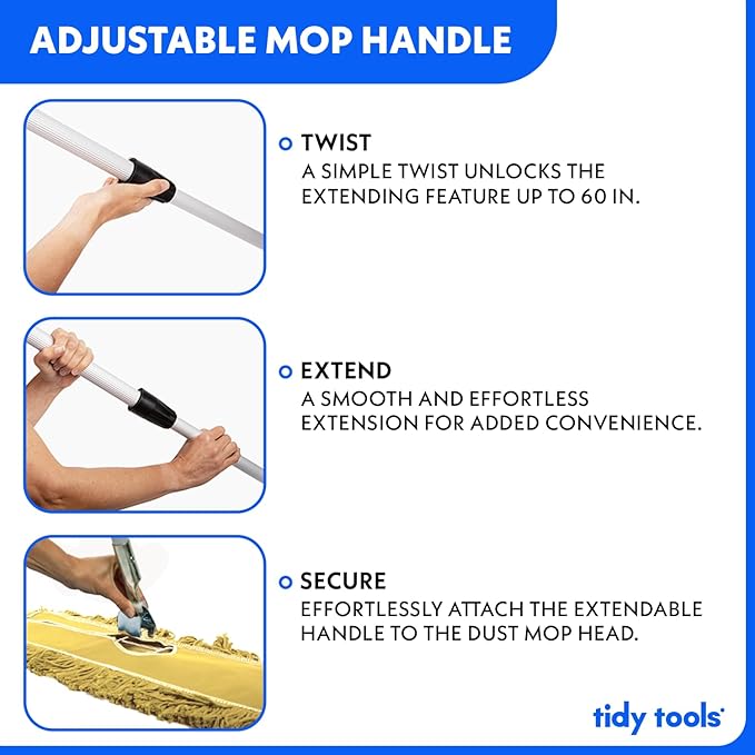 36 Inch Yellow Commercial Dust Mop & Floor Sweeper with Extendable Handle – Mop for Hardwood, Tile, and Concrete Floor Cleaning