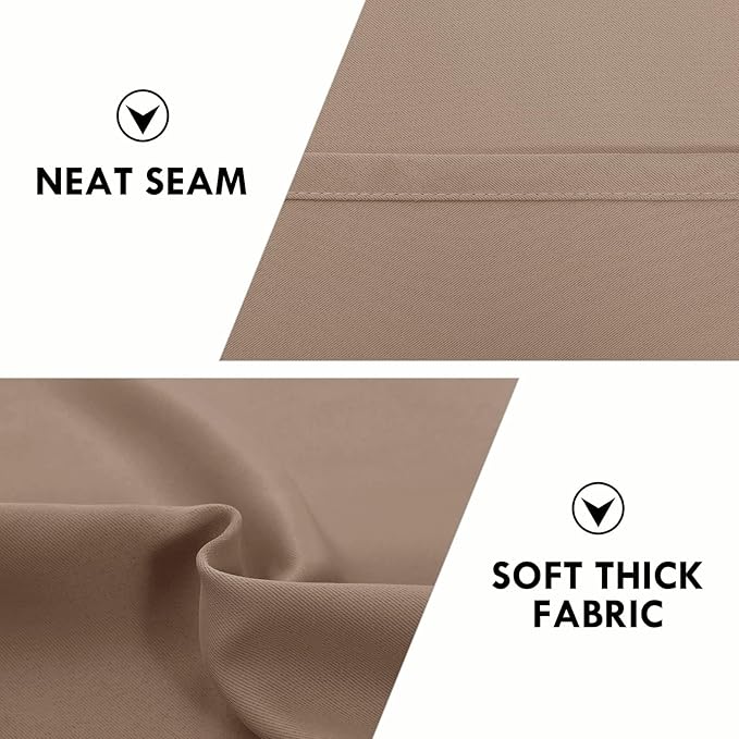 DWCN Blackout Curtains for Living Room Thermal Insulated, Energy Saving & Noise Reducing Bedroom Curtains, Khaki, W 70x L 84 Inch, Set of 2 Rod Pocket Curtain Panels