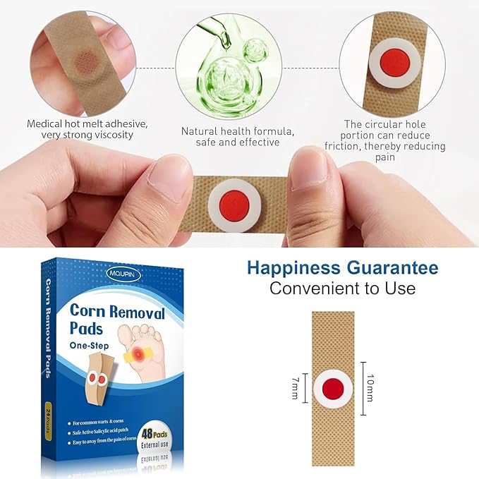 48 Count Corn Removal Pads for Feet and Toe, Corn Feet Remover for Extra Strength, Callous Remover