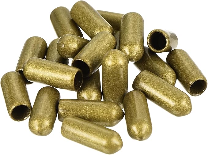 uxcell 20pcs Rubber End Caps 1/4"(6mm) ID Vinyl Round Tube Bolt Cap Cover Thread Protectors Gold
