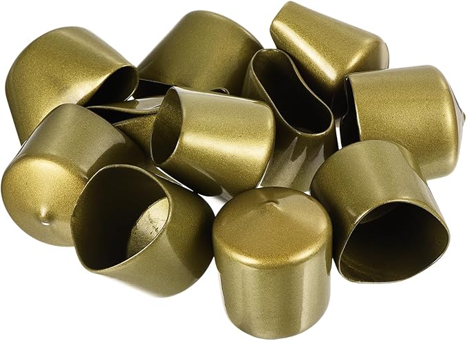 uxcell 20pcs Rubber End Caps 36mm ID Vinyl Round Tube Bolt Cap Cover Thread Protectors Gold