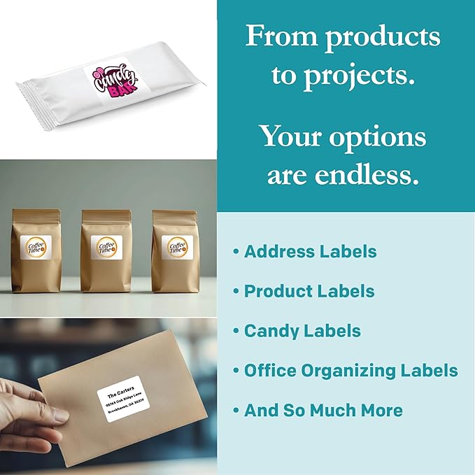 Premium Label Supply White Sticker Labels – 2.625" x 2" – Laser/Inkjet Compatible – (15 per Sheet), 500 Sheets – 7,500 Total Adhesive Labels