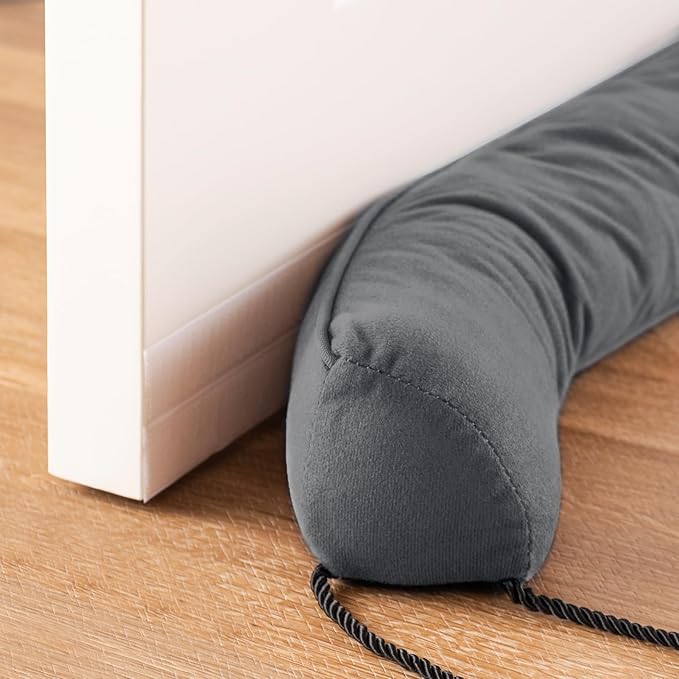 Sunolga 34" Door Draft Stopper Blocks Hot and Cold Air with Removable Washable Cover for Gaps Up to 3", All-Season Seal for Noise, Door Sweep for Bottom of Door and Window, Home Essentials, Gray