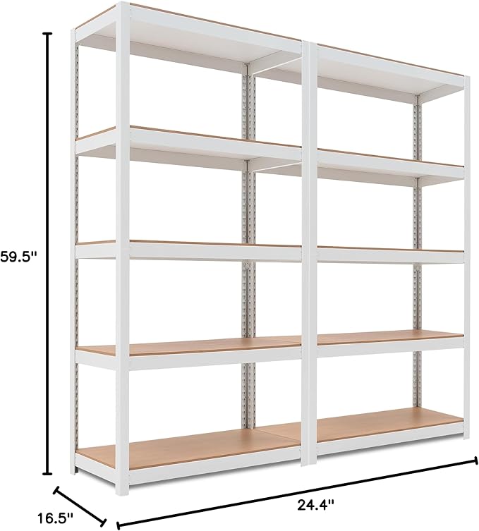 HOMEDANT House 5-Tier Laminated Metal Shelving Unit Adjustable Storage Utility Rack Heavy Duty Shelves Organization Multipurpose Shelf Kitchen Garage Pantry Closet 2Pack