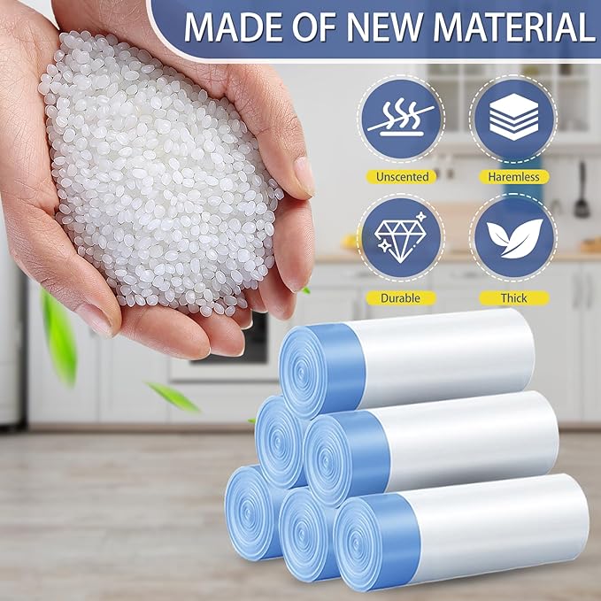 150 Count 8 Gallon Trash Bags Drawstring - 1.2 Mil Heavy Duty Medium Garbage Bags Unscented, 30 Liter Thick Plastic Trash Can Liners for Home Kitchen Bathroom