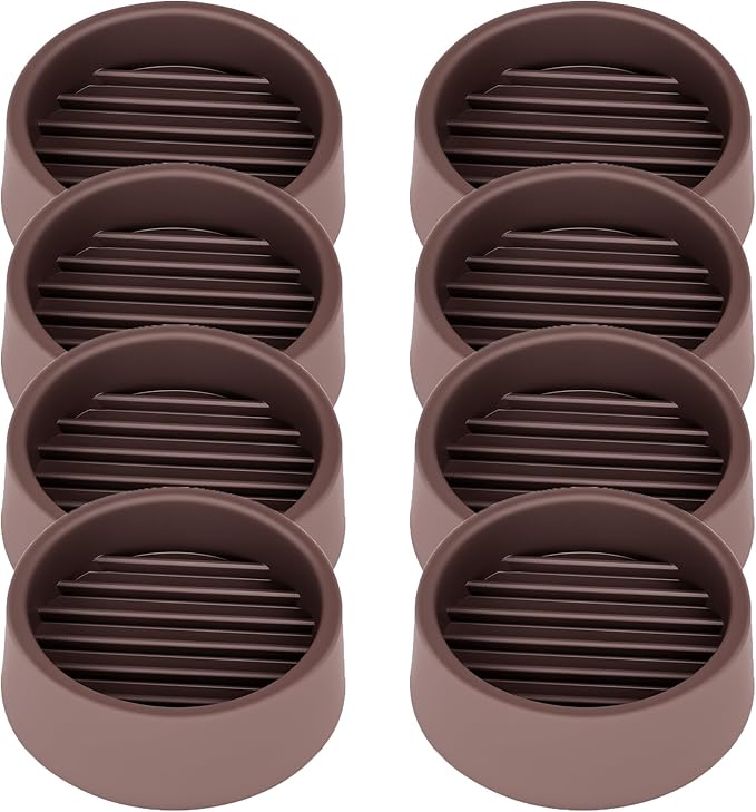 Non Slip Furniture Pads, 1.5” Round Rubber Caster Cups, 8 Pcs Furniture Coasters, Anti-Slip Gripper, Anti Slide Furnitures Feet Floor Protectors for Bed Couch Stoppers - Brown