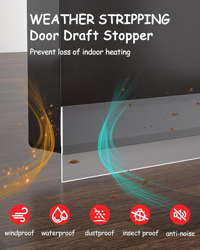Silicone Weather Stripping, 2 inch (W) x 20 Ft (L) Door Draft Stopper Window Seal Strip for Gaps of Door & Windows, Garage Door Under Bottom, Sealing Tape Shower Doors Sweep, Black