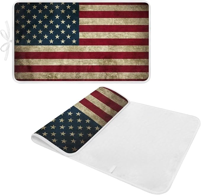 American Flag Ironing Mat Thickened Ironing Blanket Portable Heat Resistant Ironing Pad for Washer,Dryer,Table Top,Countertop,Small Ironing Board