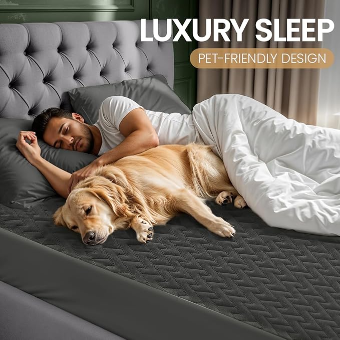 Utopia Bedding Waterproof Mattress Protector Full Size (Gray), Premium 3D Air Soft Fabric Mattress Cover, Fits 17 Inches Deep, Breathable, Fitted Style with Stretchable Pockets