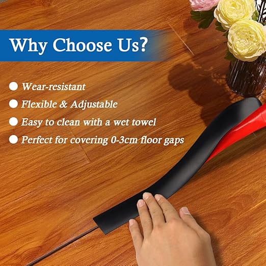 Floor Transition Strip Self Adhesive Floor Cover Strips Laminate 3" Wide Vinyl Flat Divider Transitions (7.5cm, 3.3Ft, Black)