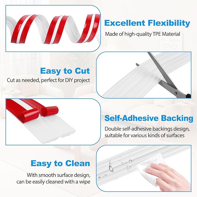 Wall Corner Protector Peel and Stick Corner Trim Molding Flexible Inside & Outside Wall Edge Guard Self Adhesive Moulding Trim for Edge Use, White, 0.8” W x 40’ L