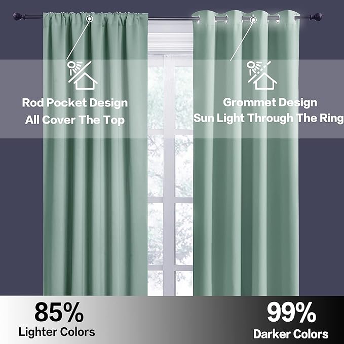 RYB HOME RV Curtains for Camper Windows - Soft Thermal Insulated Small Window Curtain Tiers for Cafe Kitchen Bedroom Basement Glass Door Window, W 42 x L 30 inches, Aqua, 2 Panels