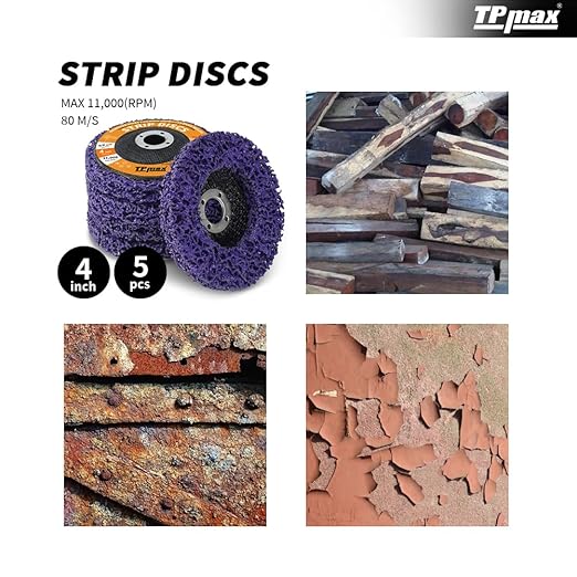 4 inch Stripping Discs Rust Remover Discs Remove Paint and Oxidation 5/8 inch Arbor Clean Discs Poly Strip Disc Angle Grinding Wheel - 5 Pack(Purple)