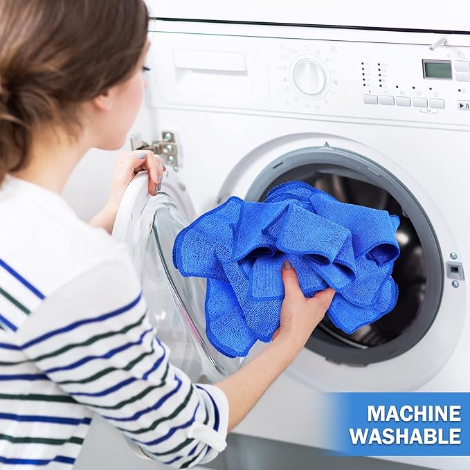 Tanlade Microfiber Cleaning Cloth 6"x6" Cleaning Rags Reasonable Kitchen Towels Microfiber Towels Cars Wash Dry Erase Cloth(Blue, 30 Pcs)