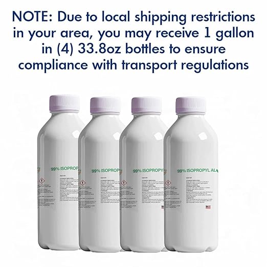 99% Pure Isopropyl Alcohol, 99 Percent IPA 1 Gallon, USP Grade, Made in The USA (4 Quarts, 1 Gallon,128 fl oz)