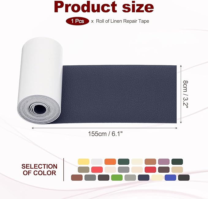 PATIKIL Leather Patches Tape for Furniture, 3.2 x 61 Inch Self Adhesive Vinyl Leather Repair Kit Cover Sheet for Couch, Sofa, Car Seats, Office Chair, Navy Blue