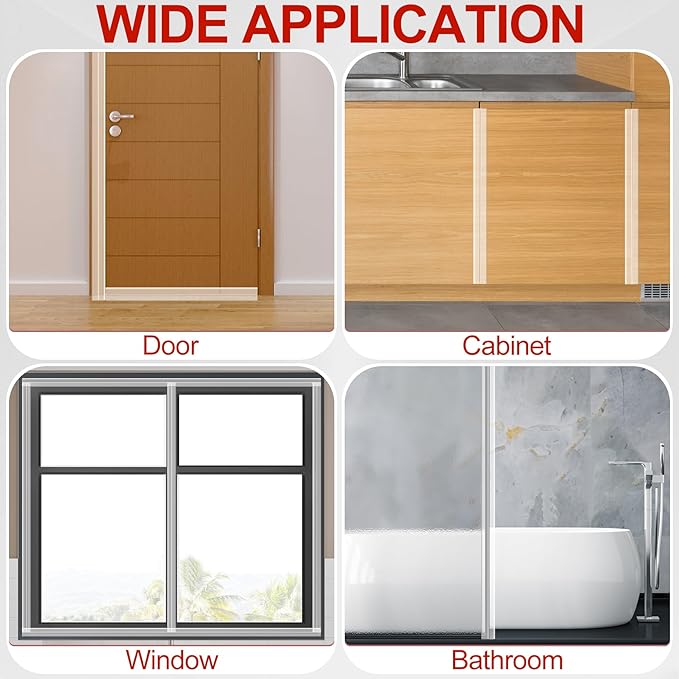 MYFAMIREA Door Weather Stripping 3IN (W) x 20FT (L) Door Draft Stopper Seal Tape Silicone Seal Strip Self Adhesive Shower Sweep Insulation Tape Side Bottom Strip for Sliding Glass Window Gap, Clear