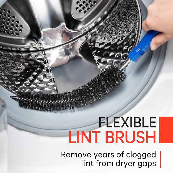 BLuesea Dryer Vent Cleaner Kit, 15-Piece Ultimate Dryer Cleaning Kit Include 50 Feet Dryer Vent Brush, Upgrade Noiseless Dryer Lint Vacuum Attachment, Lint Trap Brush, Vacuum & Dryer Adapters