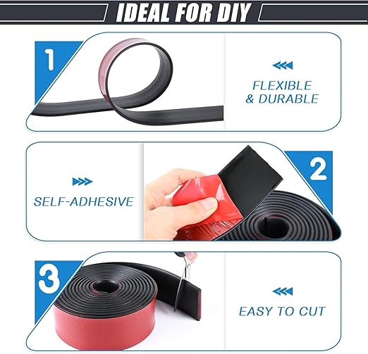 Adhesive Rubber Strips Neoprene Rubber Sheets, Rolls & Strips with Adhesive Backing Rubber Pads Self Stick Seal Rubber Gasket Adhesive Back for Matting Padding - 1" Wide x 1/16" Thick x 10' Long