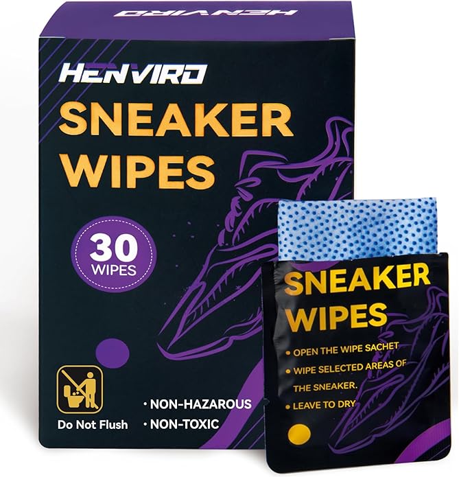 Henviro Shoe and Sneaker Cleaner Wipes - Shoe Cleaner, Shoe Cleaning Kit, Sneaker Cleaner, Shoe Cleaning Wipes, 30 Packs