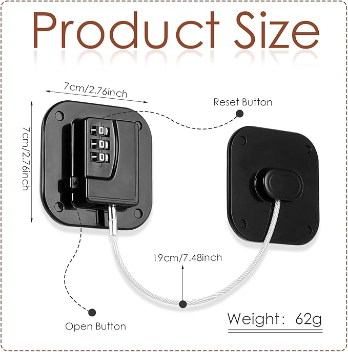 Refrigerator Lock, Combination Lock for Refrigerator Cabinets, Drawers, Heavy Duty Fridge Lock, Easy Install No Keys Needed (Black-4Pack)