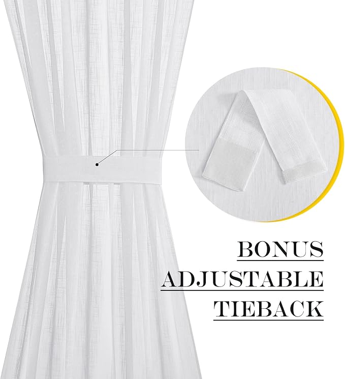 NICETOWN French Door Curtains for Sliding Glass, 80 inch Long Curtains for Living Room Bedroom Window Cover Half Privacy Semi Sheer Front Panels for Back Door Window, 1 PC, White, 26" Wide