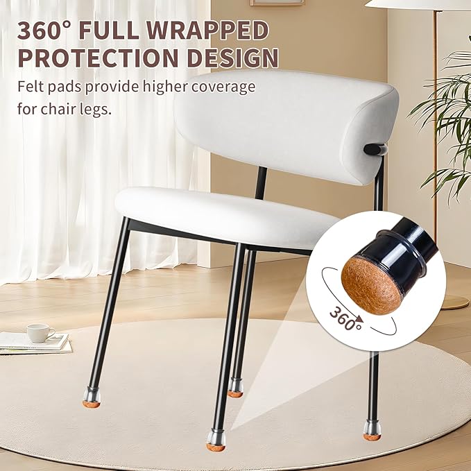 Ezprotekt 24 Pcs Extra Small Clear Round Chair Leg Floor Protectors for Wooden & Tiles Floors, Felt Silicone Furniture Feet Cups Covers for Table, Couch, Chair Legs (XS Fit: 2/5" - 11/20")