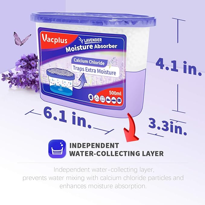 Vacplus Moisture Absorbers 12 Pack, 10.5 Oz, Humidity Absorber Boxes Attracts Extra Moisture from Your Bathroom, Closet, Kitchen, Dehumidifier for Closet (Lavender Scent),Purple