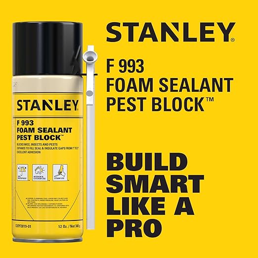 Stanley F993 Expanding Foam Sealant Spray – (2x12oz) Gaps & Cracks Filler, PestBlocker for Indoor/Outdoor Use – Paintable, Waterproof, Polyurethane Insulation Foam with Straw Applicator | 2 Pack