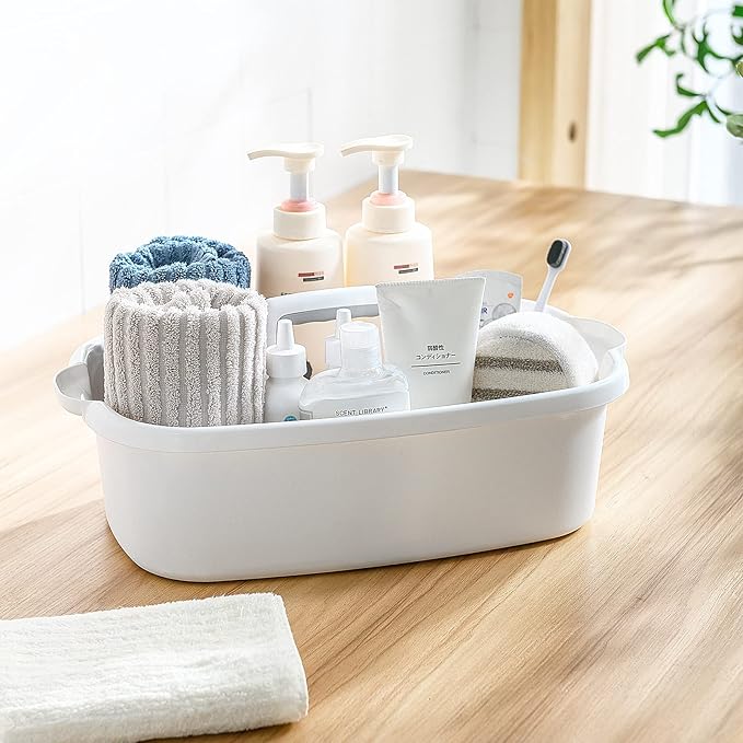 2-Pack Multi-Purpose Plastic Cleaning Caddy with Handle, Shower Caddy Organizer - Storage Basket/Totes Portable for Bathroom Supplies, Cleaning Products, Under Sink Tool. (Gray)
