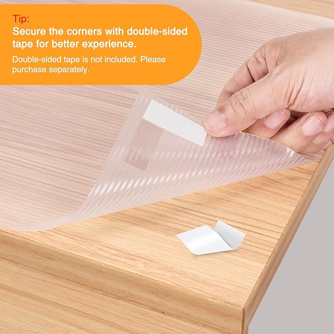 Glotoch 2 Rolls 12" X20 FT Non Adhesive Clear Shelf Liners for Kitchen Cabinets, Waterproof Drawer Liners for Kitchen, Non Slip Cabinet Liners for Shelves/Dresser/Refrigerator/Bathroom