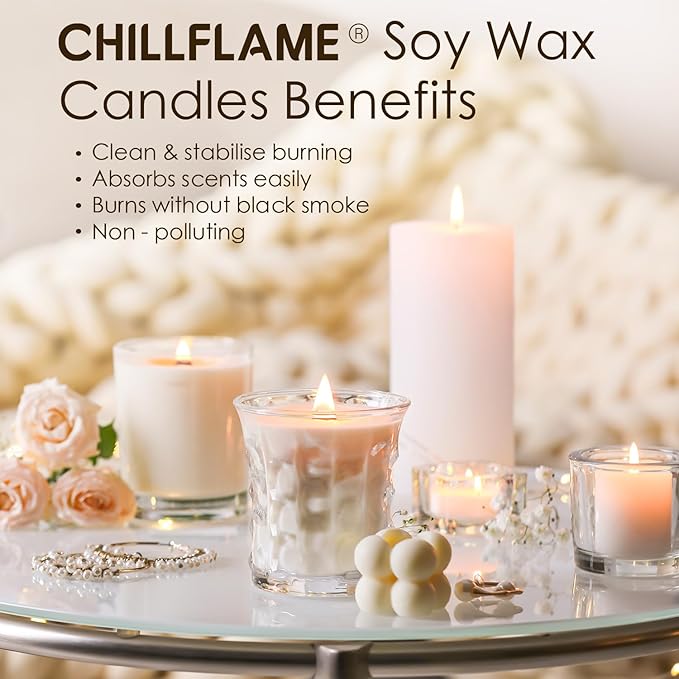 CHILLFLAME Soy Wax Flakes, Natural Candle Wax, Organic Soy Wax for Candle Making from Farm, No Harmless, Additives, and Pure (40 lb)