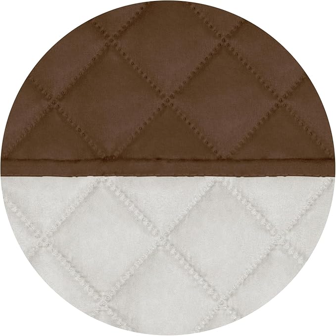 PureFit Reversible Quilted Sofa Cover, Water Resistant Slipcover Furniture Protector, Washable Couch Cover with Non Slip and Elastic Straps for Kids, Dogs, Pets (Oversized Sofa, Coffee/Ivory)