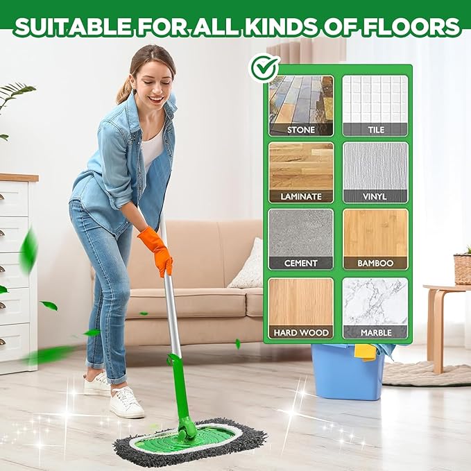 Reusable Microfiber Mop Pads Washable Wet Pads Compatible with Swiffer Sweeper Refills Pads for Wet & Dry Sweeping Cloths Mop Head Replacement for Household Cleaning