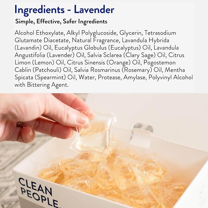 The Clean People Laundry Detergent Pods - Hypoallergenic Laundry Pods - Ultra Concentrated, Recyclable Packaging, Stain Fighting - Lavender, 32 Pack
