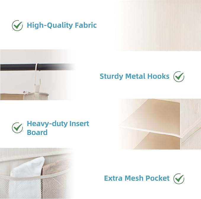 StorageWorks 6-Shelf Jumbo Closet Organizers, Two 3-Shelf Separable Hanging Shelves for Closet, 13" D x 15" W x 48 ¼"H,Mixing of Beige, White & Ivory