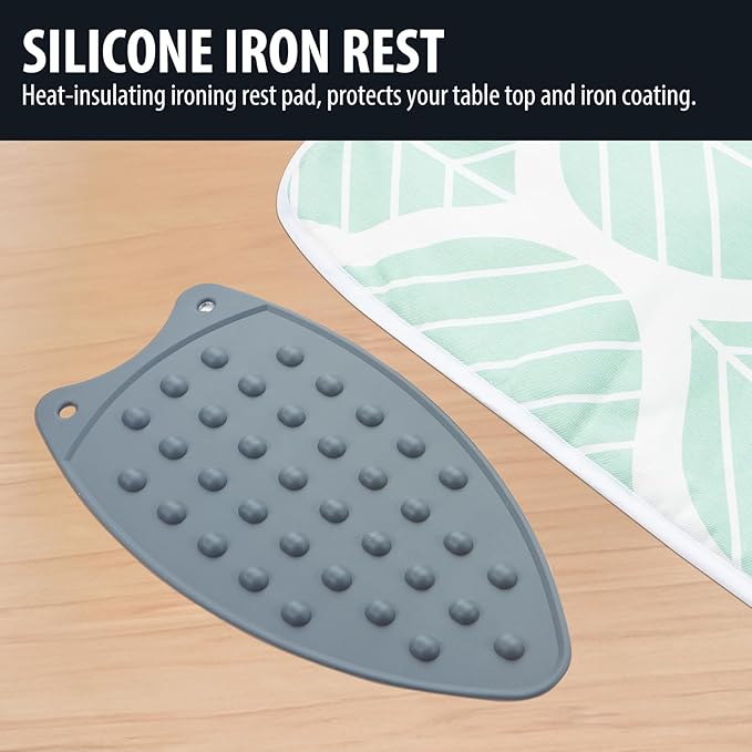 Seiritex Ironing Mat, Portable Ironing Pad 39.4 x 18.9 inch Table Top Iron Board 5 in 1 Travel Iron Blanket for Washer, Dryer, Counter top, Green Leaf