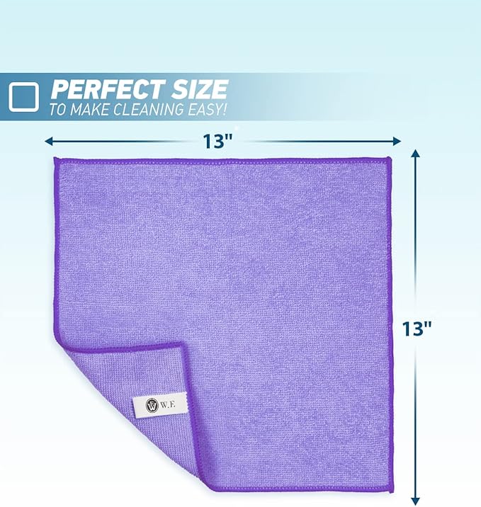 Microfiber Cleaning Cloth-24Pcs (13x13 inch) Ultra Soft Highly Absorbent Rags for Housekeeping-Machine Wash (Purple)