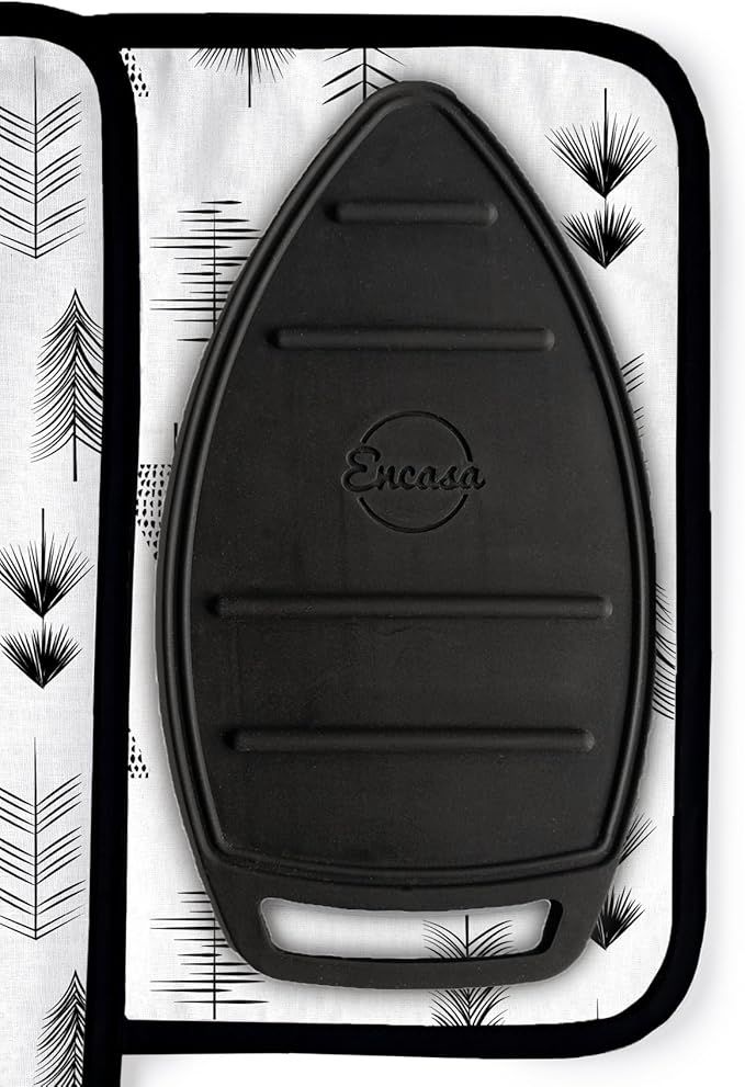 Encasa Homes Ironing Mat/Pad (Small 28"x20") with 3mm Padding & Silicone Iron Rest for Steam Pressing on Tabletop or Bed - Heat Resistant, Portable, Quilting & Travel Blanket - Black Arrow