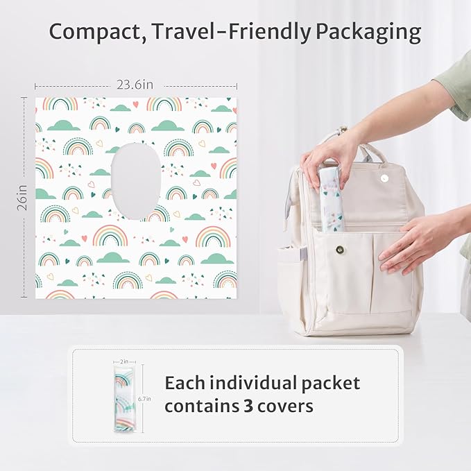 Blissful Diary 30 Pcs Toilet Seat Covers Disposable for Toddlers & Adults, Extra Large Waterproof, Portable Package for Travel, Kids Potty Training