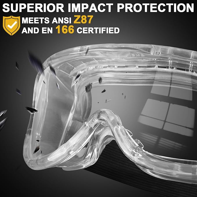 OXG 6 Pack Protective Safety Goggles Anti-Fog, Adjustable Chemical Splash Eye Protection Science Lab Goggles for Women Men